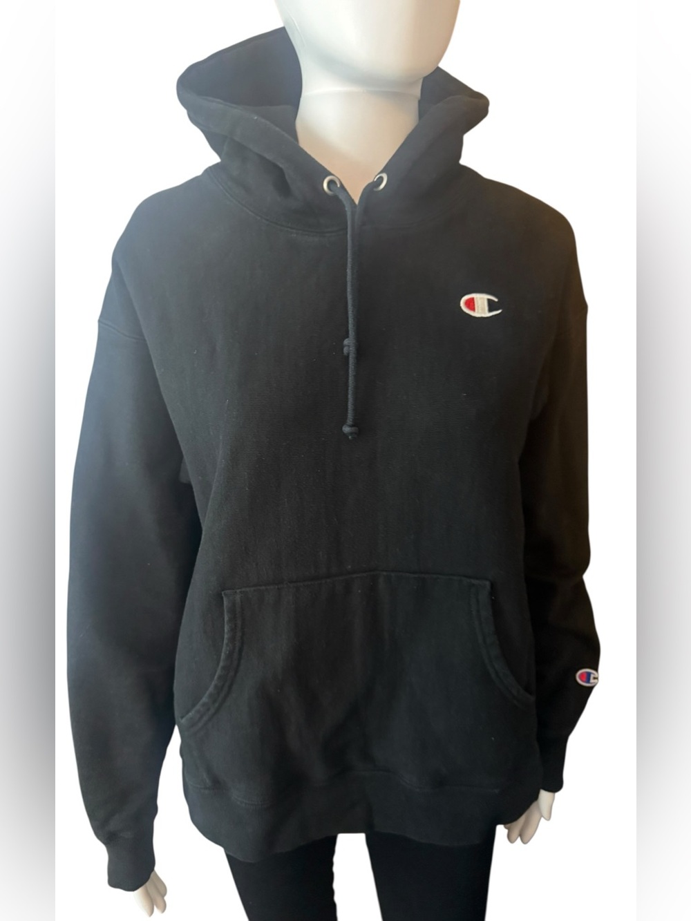 Champion Reverse Weave Black Pullover Hoodie Women’s Large GF857